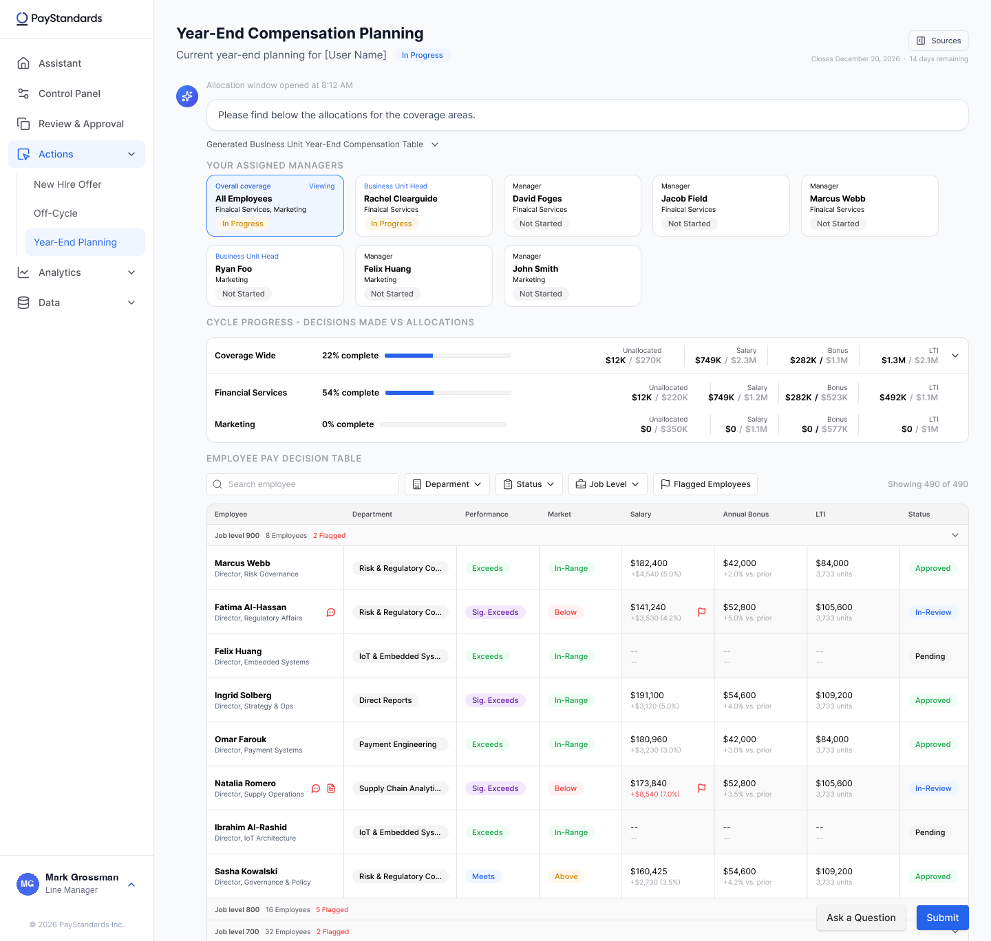 Year-End Agent inside the PayStandards platform